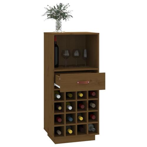 Vinskab 45x34x100 cm massivt fyrretræ gyldenbrun