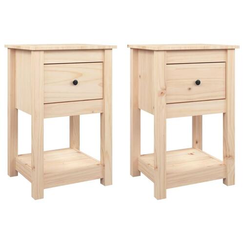 Sengeborde 2 stk. 40x35x61,5 cm massivt fyrretræ