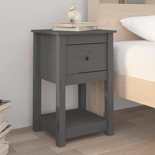 Sengeborde 2 stk. 40x35x61,5 cm massivt fyrretræ grå