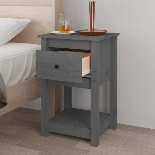 Sengeborde 2 stk. 40x35x61,5 cm massivt fyrretræ grå