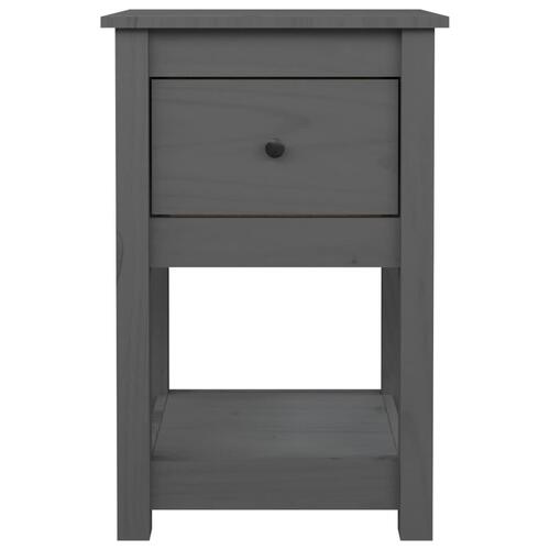 Sengeborde 2 stk. 40x35x61,5 cm massivt fyrretræ grå