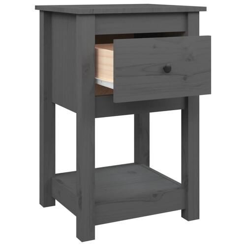 Sengeborde 2 stk. 40x35x61,5 cm massivt fyrretræ grå