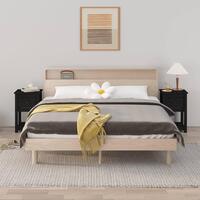 Sengeborde 2 stk. 40x35x61,5 cm massivt fyrretræ sort
