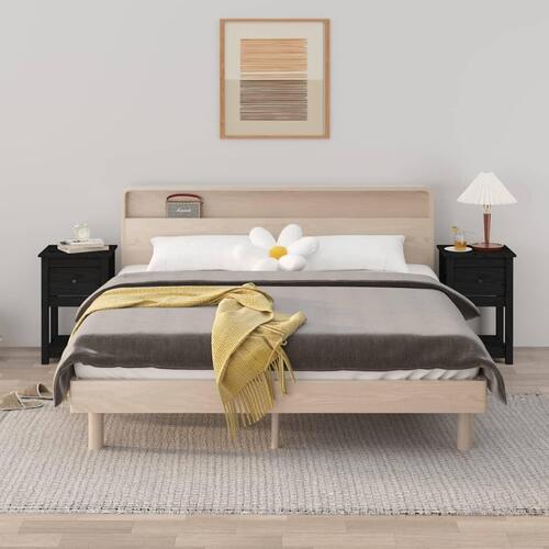 Sengeborde 2 stk. 40x35x61,5 cm massivt fyrretræ sort