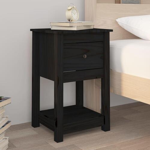 Sengeborde 2 stk. 40x35x61,5 cm massivt fyrretræ sort