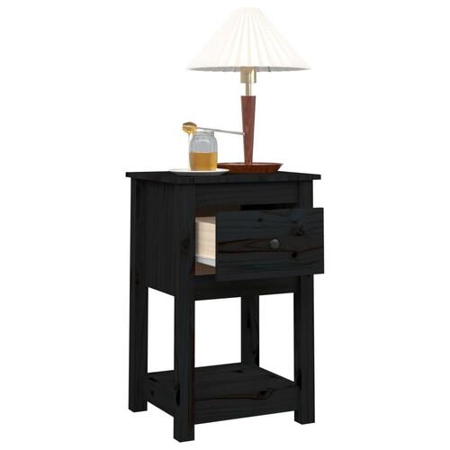 Sengeborde 2 stk. 40x35x61,5 cm massivt fyrretræ sort
