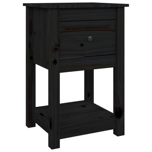 Sengeborde 2 stk. 40x35x61,5 cm massivt fyrretræ sort