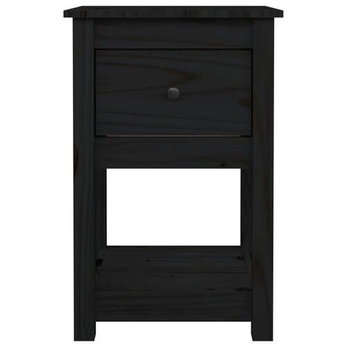 Sengeborde 2 stk. 40x35x61,5 cm massivt fyrretræ sort