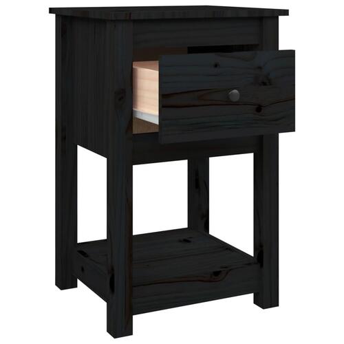 Sengeborde 2 stk. 40x35x61,5 cm massivt fyrretræ sort