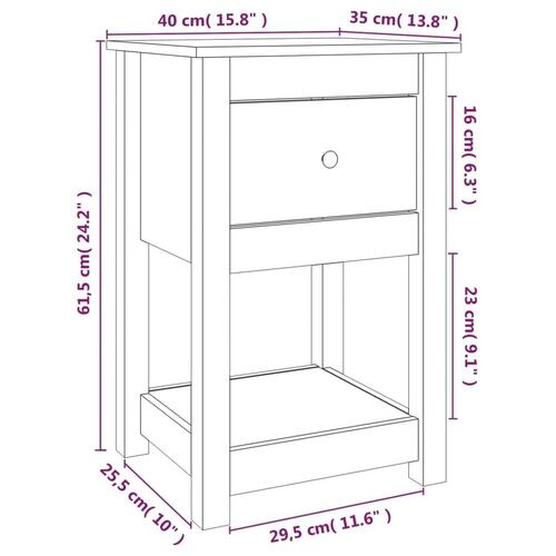Sengeborde 2 stk. 40x35x61,5 cm massivt fyrretræ sort