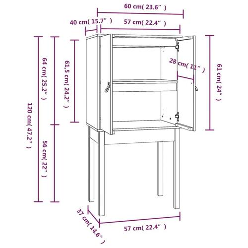 Højskab 60x40x120 cm massivt fyrretræ hvid