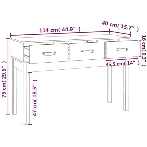 Konsolbord 114x40x75 cm massivt fyrretræ grå