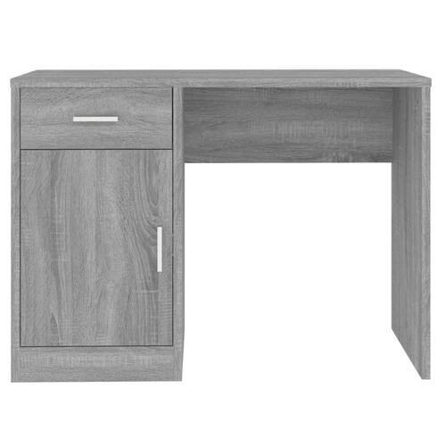 Skrivebord med skab 100x40x73 cm konstrueret træ grå sonoma-eg