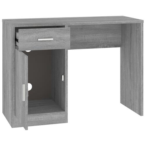 Skrivebord med skab 100x40x73 cm konstrueret træ grå sonoma-eg