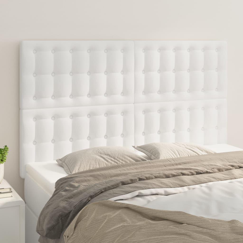 Sengegavle 4 stk. 72x5x78/88 cm kunstlæder hvid billede