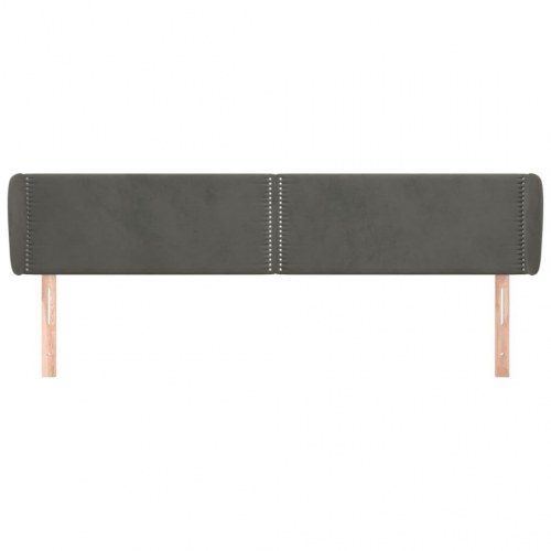 Sengegavl med kanter i fløjl 163 x 23 x 78/88 cm - mørkegrå