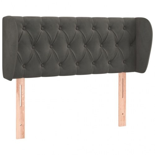 Sengegavl med kanter 93 x 23 x 78/88 cm fløjl - mørkegrå