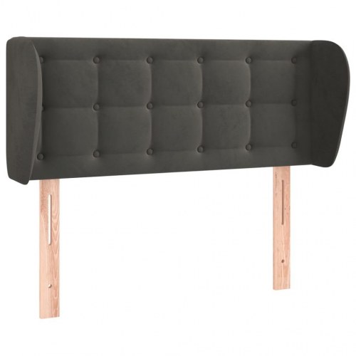 Sengegavl med kanter i fløjl 93 x 23 x 78/88 cm - mørkegrå