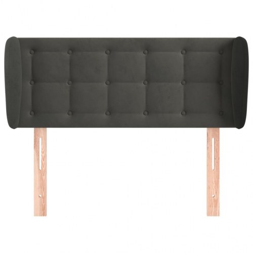 Sengegavl med kanter i fløjl 103 x 23 x 78/88 cm - mørkegrå