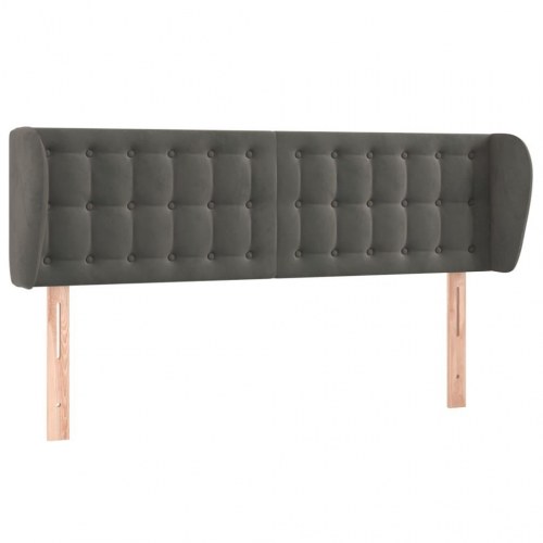 Sengegavl med kanter i fløjl 147 x 23 x 78/88 cm - mørkegrå