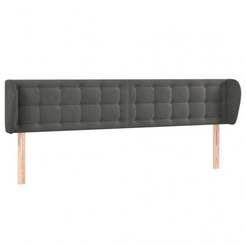 Sengegavl med kanter i fløjl 183 x 23 x 78/88 cm - mørkegrå