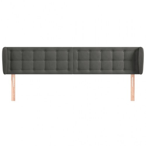 Sengegavl med kanter i fløjl 203 x 23 x 78/88 cm - mørkegrå
