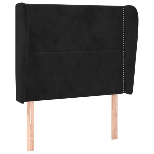 Sengegavl med kanter i fløjl - 83×23×118/128 cm, sort