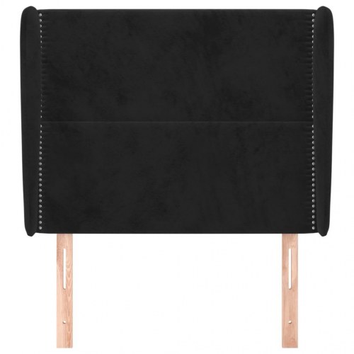 Sengegavl med kanter i fløjl - 83×23×118/128 cm, sort