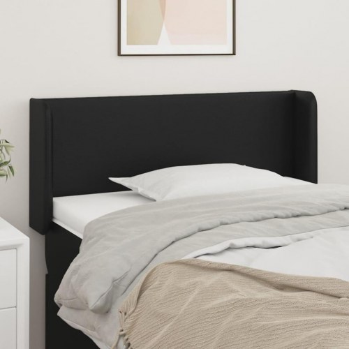 Sengegavl med kanter i kunstlæder 83 x 16 x 78/88 cm - sort