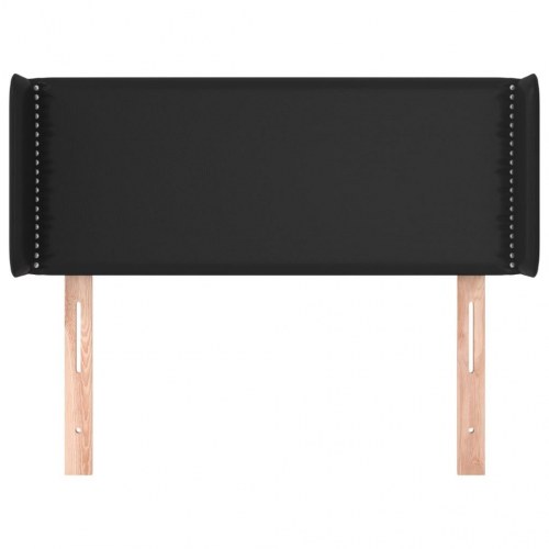 Sengegavl med kanter i kunstlæder 103 x 16 x 78/88 cm - sort