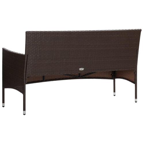 Haveloungesæt 4 dele med hynder polyrattan brun