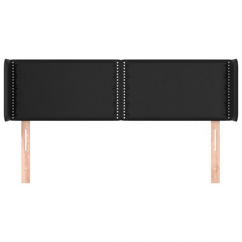 Sengegavl med kanter 147 x 16 x 78/88 cm kunstlæder - sort