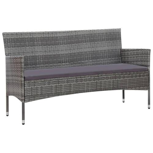 Haveloungesæt 4 dele med hynder polyrattan grå