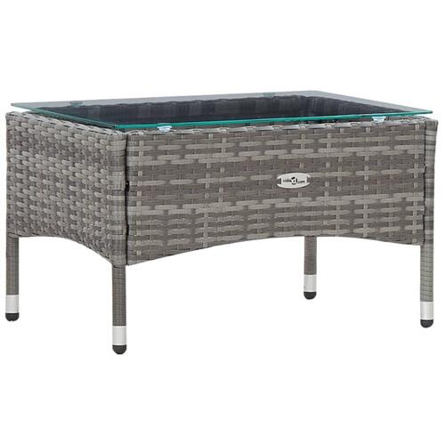 Haveloungesæt 4 dele med hynder polyrattan grå