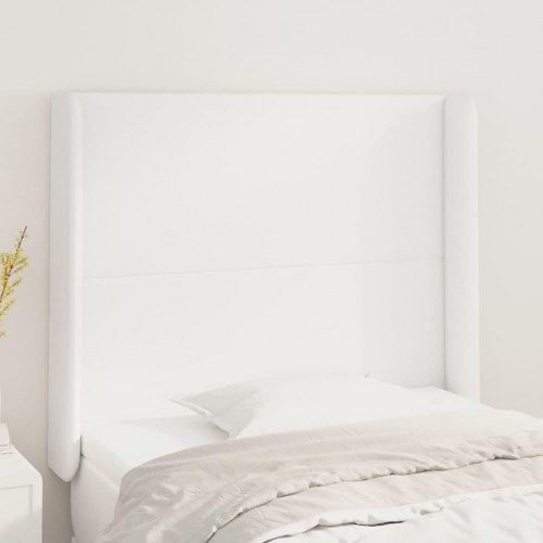 Sengegavl med kanter 93 x 16 x 118/128 cm - hvid