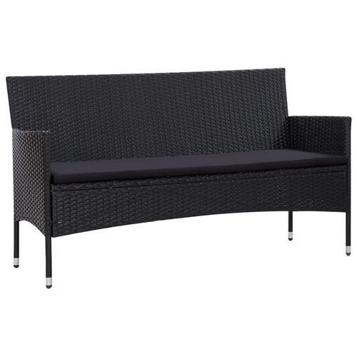Haveloungesæt 4 dele med hynder polyrattan sort
