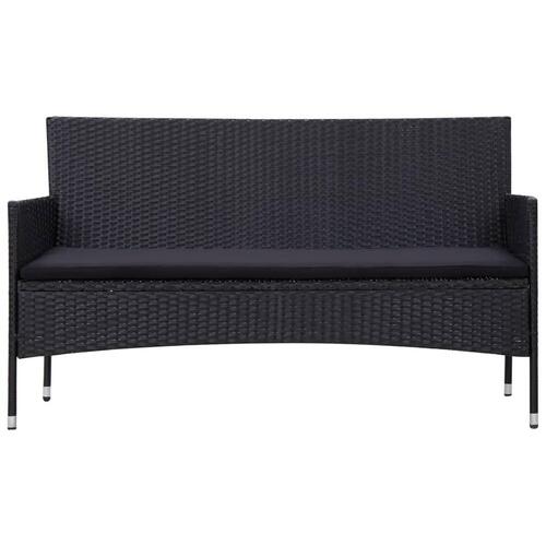 Haveloungesæt 4 dele med hynder polyrattan sort