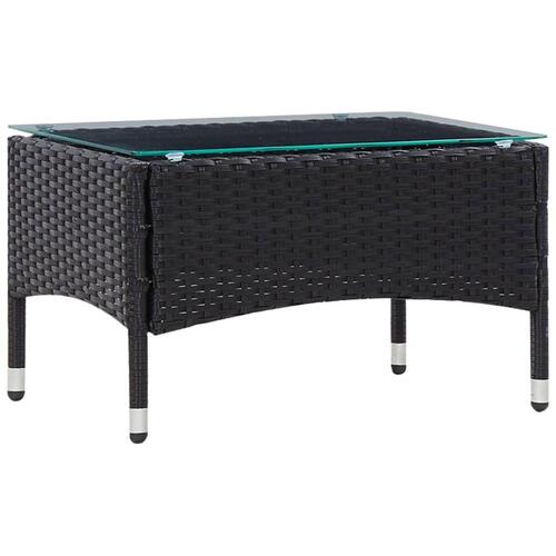 Haveloungesæt 4 dele med hynder polyrattan sort