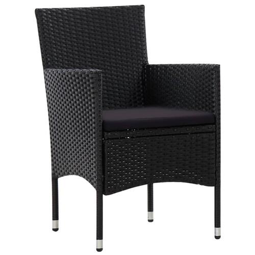 Haveloungesæt 4 dele med hynder polyrattan sort