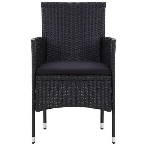 Haveloungesæt 4 dele med hynder polyrattan sort