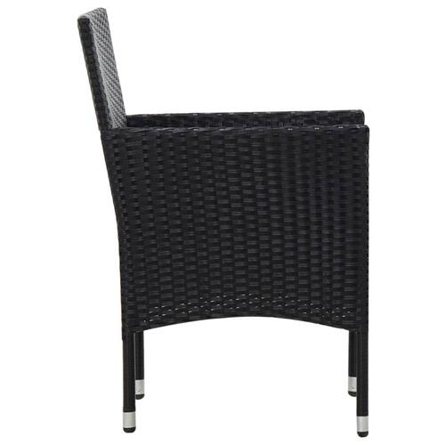 Haveloungesæt 4 dele med hynder polyrattan sort