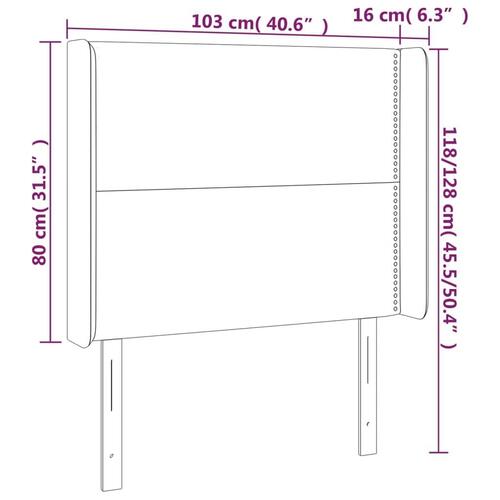 Sengegavl med kanter 103x16x118/128 cm kunstlæder hvid