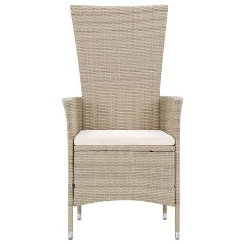 Udendørs spisebordssæt 9 dele med hynder polyrattan beige