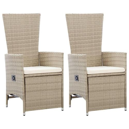 Havelænestole 2 stk. med hynder polyrattan beige