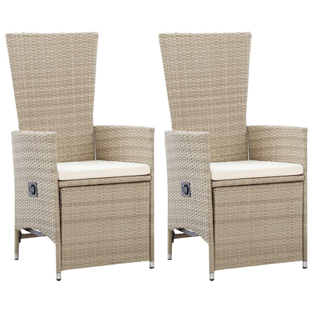 Havelænestole 2 stk. med hynder polyrattan beige