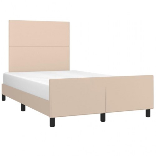 Sengeramme med sengegavl 120x200 cm - kunstlæder, cappuccino