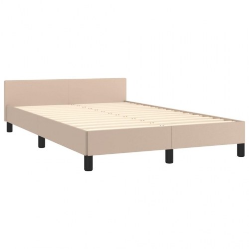 Sengeramme med sengegavl 120x200 cm - kunstlæder, cappuccino