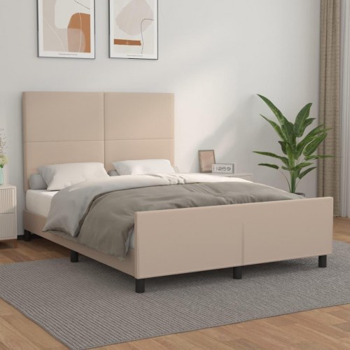 Sengeramme med sengegavl 140x200 cm i kunstlæder - cappuccino