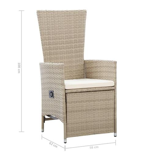 Havelænestole 2 stk. med hynder polyrattan beige