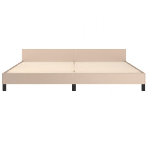 Sengeramme med sengegavl 200x200 cm - kunstlæder, cappuccino